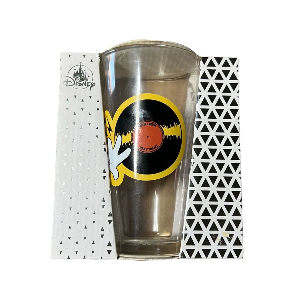 Disney Store DJ Mickey Mix Magic Drinking Glass Mickey Mouse Graphic Vinyl 16oz